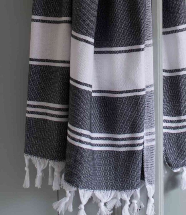 hamamdoek Honingraat zwart 170x100cm