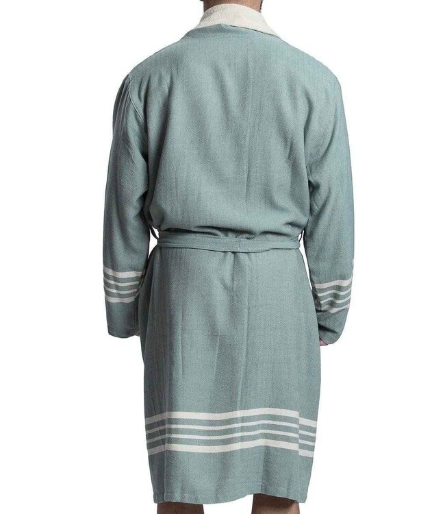 gevoerde hamam badjas Krem Sultan almond green