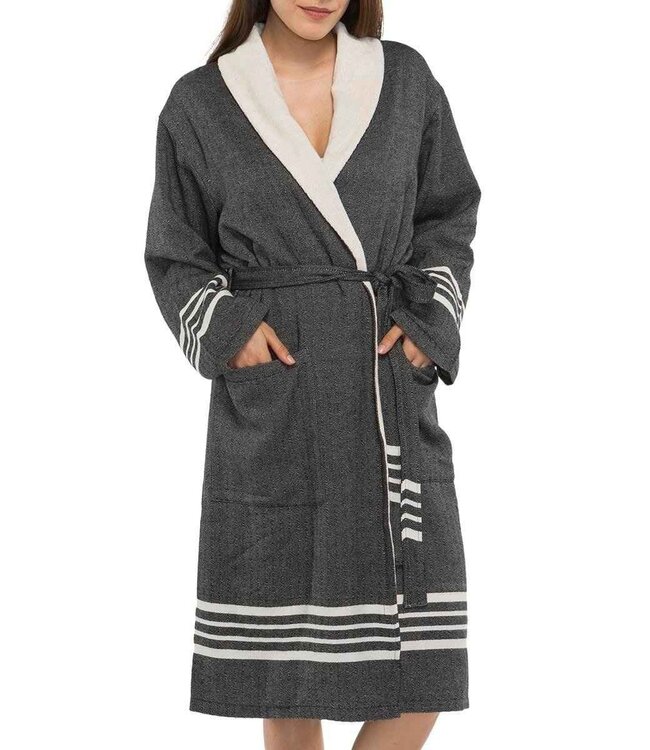 gevoerde hamam badjas Krem Sultan black