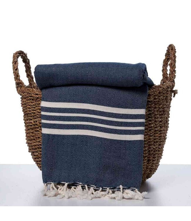 hamamdoek Krem Sultan XXL navy 220x170cm