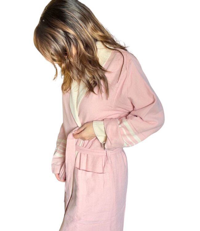 gevoerde hamam badjas Krem Sultan rose pink