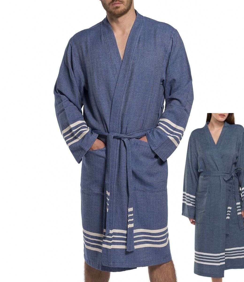 Badjas van hamamdoek, saunahanddoek, voor heren, voor ultieme luxe, met Badjas van hamamdoek, saunahanddoek, voor heren, voor ultieme luxe, met