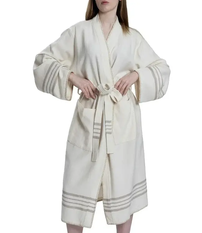 hamam badjas Krem Sultan natural taupe met farmer stitch