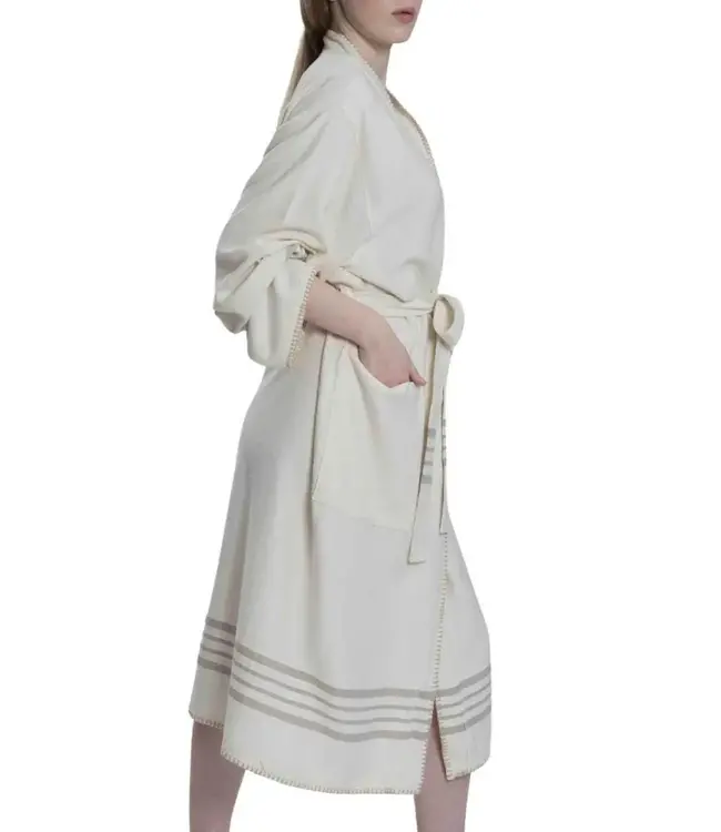 hamam badjas Krem Sultan natural taupe met farmer stitch