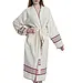 hamam badjas Krem Sultan natural bordeaux met farmer stitch