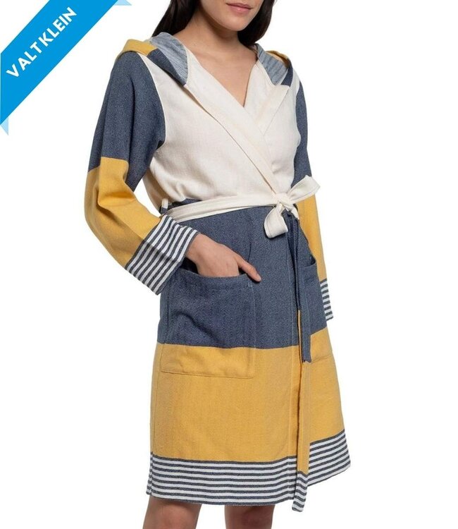 korte badjas dames Sun multi color - navy yellow
