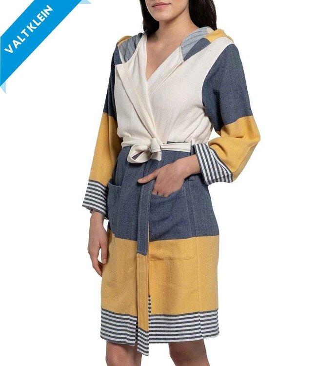 korte badjas dames Sun multi color - navy yellow