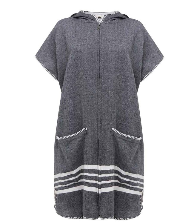 sauna en strandponcho met rits black Sultan