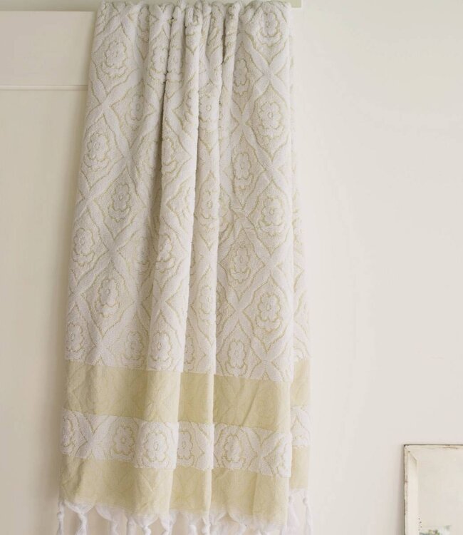 luxe badhanddoek Bloem lindegroen