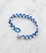 gehaakt armbandje - handgemaakt - Twigs blauw & witte kraaltjes