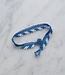 Ottomania Boho kant armbandje – handgemaakt -  Stripes blauw & witte kraaltjes