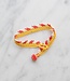 Boho kant armbandje – handgemaakt -  Stripes geel & gekleurde kraaltjes