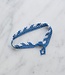 Boho kant armbandje – handgemaakt -  Stripes blauw & witte kraaltjes