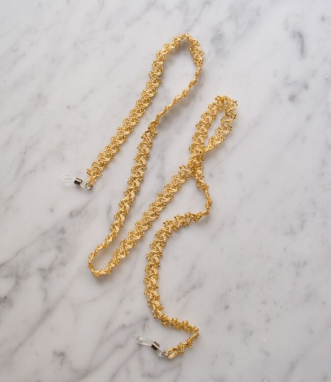 Zonnebril koord - handgemaakt - Twigs goudgeel