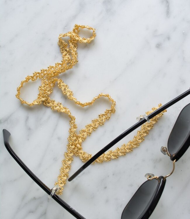 Zonnebril koord - handgemaakt - Twigs goudgeel