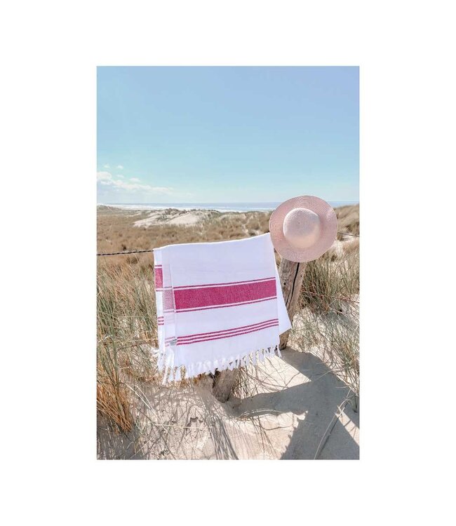 hamamdoek Honingraat fuchsia 170x100cm