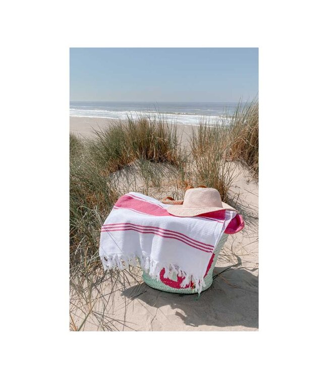 hamamdoek Honingraat fuchsia 170x100cm