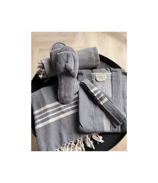 hamamdoek ZigZag dark grey 220x170cm