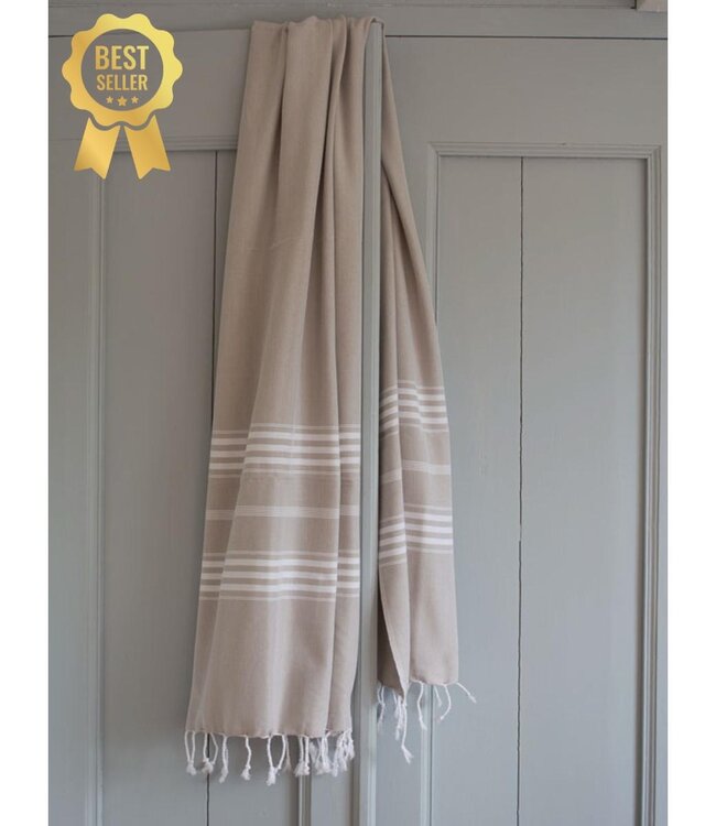 hamamdoek XL grijsbeige 210x100cm