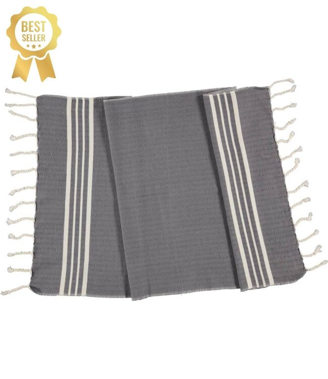 kleine hamamdoek Krem Sultan dark grey 100x50cm