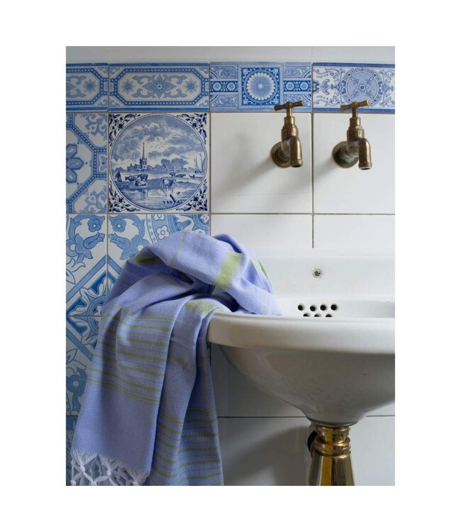 hammamhanddoek dun lavendel/mosgroen 100x50cm