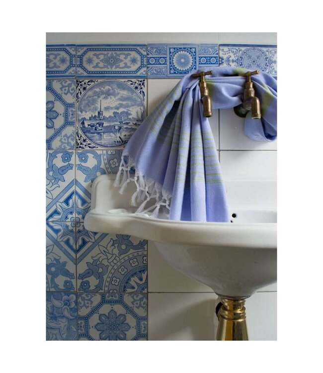 hammamhanddoek dun lavendel/mosgroen 100x50cm