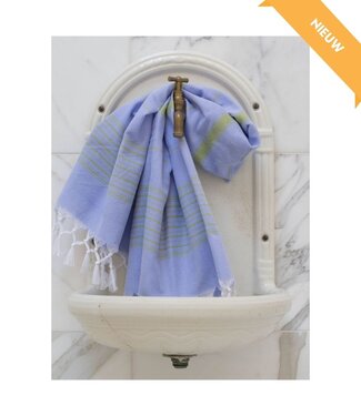 Ottomania hammamhanddoek dun lavendel/mosgroen