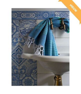 Ottomania hammamhanddoek dun oceaanblauw/jade