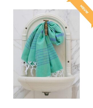 Ottomania hammamhanddoek dun jade/oceaanblauw