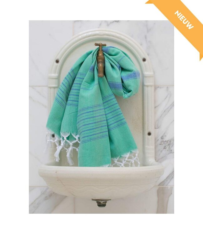 hammamhanddoek dun  jade/oceaanblauw 100x50cm