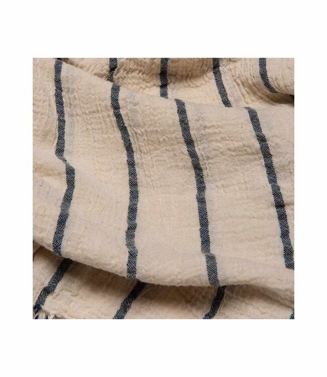 Strand sauna tuniek Breeze Denis navy – met capuchon van katoen-linnen