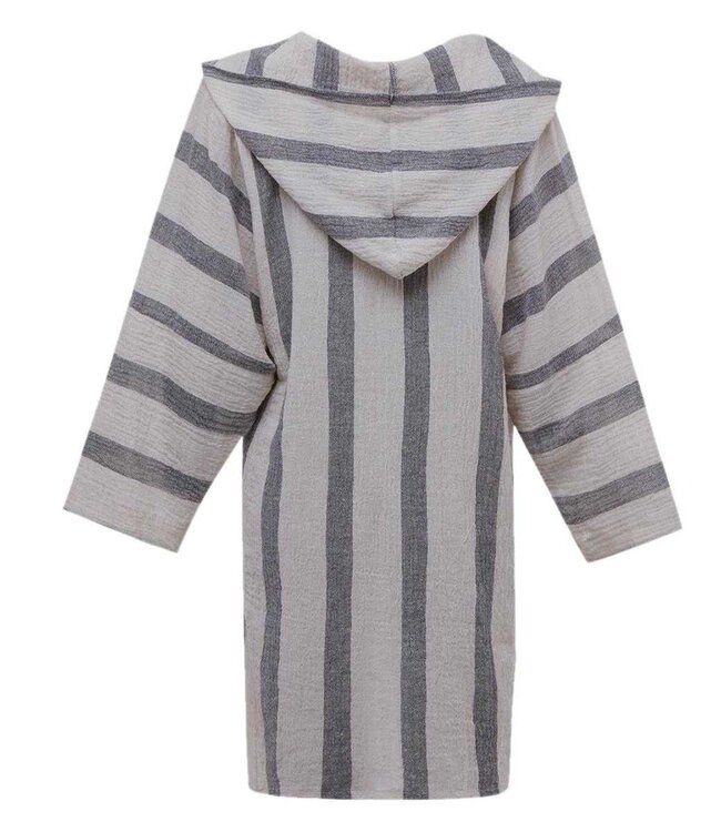 Strand sauna tuniek Breeze Paket black – met capuchon van katoen-linnen