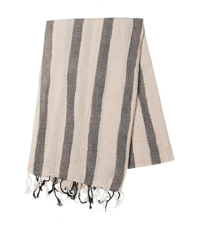 Strand sauna tuniek Breeze Paket black – met capuchon van katoen-linnen