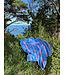 Strand en saunaponcho mediteraanblauw/zuurstokroze