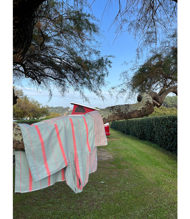 surf en zwemponcho voor volwassenen grijsgroen/koraalrood - onesize