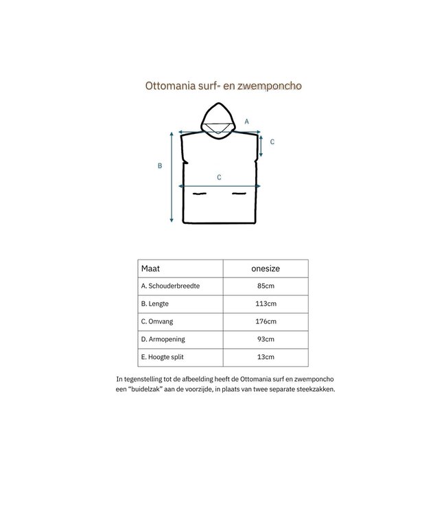 surf en zwemponcho voor volwassenen pistache/tulp - onesize