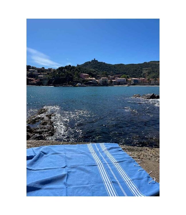 hamamdoek XL mediteraan blauw 210x100cm