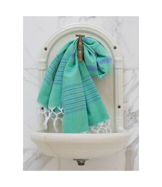 Ottomania hammamhanddoek dun jade/oceaanblauw