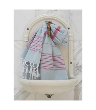 Ottomania hammamhanddoek dun zeegroen/cerise