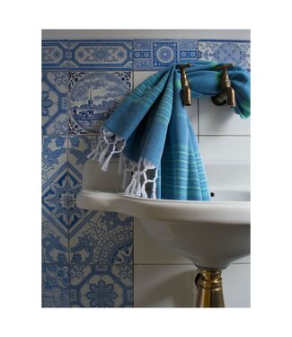 Ottomania hammamhanddoek dun oceaanblauw/jade