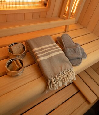 Hamams own Sauna set - XL hamamdoek met saunaslippers
