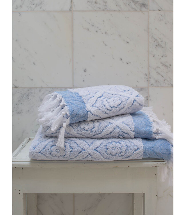 luxe badhanddoek Bloem mediteraanblauw 180x100cm