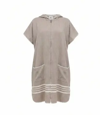 Lalay sauna poncho met rits taupe Sultan