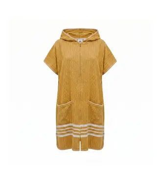 Lalay sauna en strandponcho met rits mustard yellow