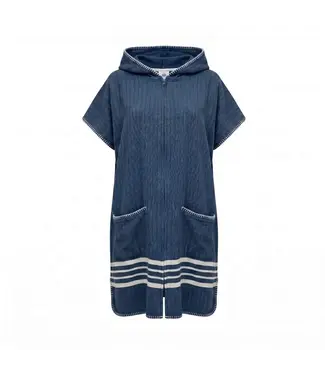 Lalay sauna en strandponcho met rits navy