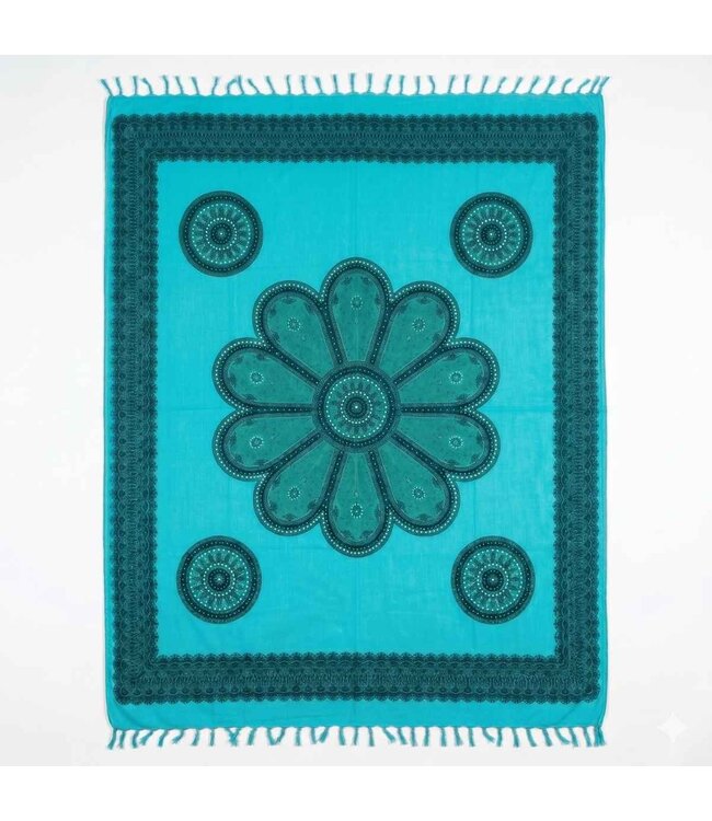 Pareo Flower turquoise seagreen 160x110cm