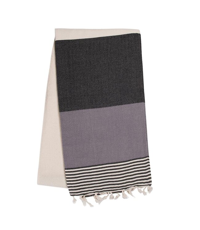 Hamamdoek Sultan Bicolore XL - black / dark grey 220x100cm