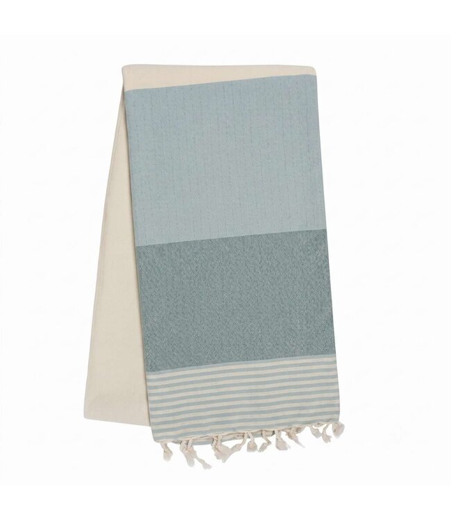 Hamamdoek Sultan Bicolore XL - light blue / almond green 220x100cm