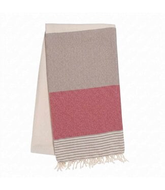 Lalay Hamamdoek Sultan Bicolore XL - taupe / dusty rose