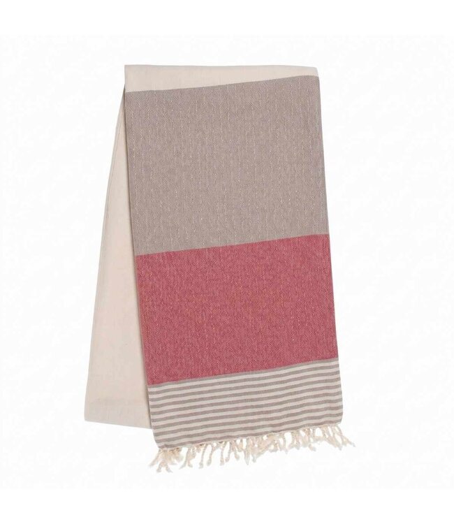 Hamamdoek Sultan Bicolore XL - taupe / dusty rose 220x100cm